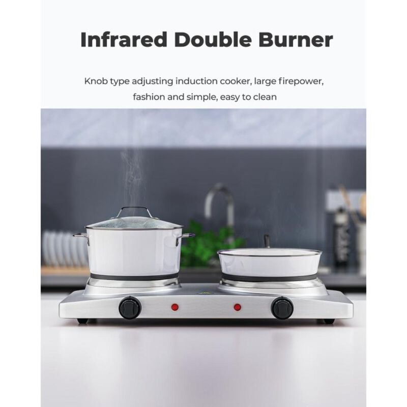 Dual Heating Infrared Portable Electric Countertop Burner
