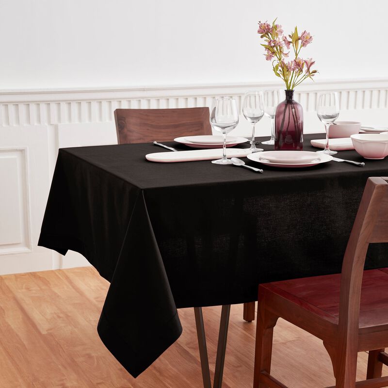 Solino Home Dru - Cotton Linen Plain Tablecloth &ndash; Handcrafted, Machine Washable, Perfect for Holiday and Everyday Dining