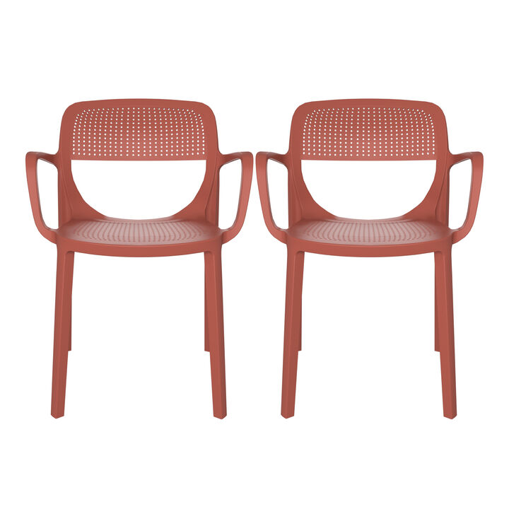 WestinTrends Outdoor Stackable Plastic Resin Patio Dining Armchair (Set of 2)