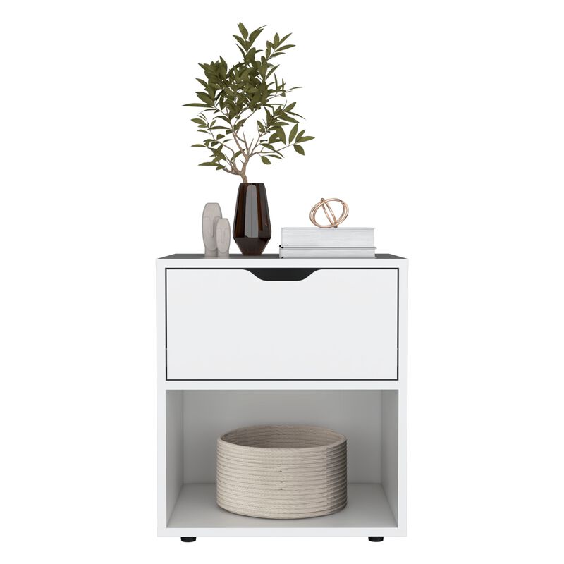 19.7"H Nightstand End Table with One Open Shelf,Ligth Gray