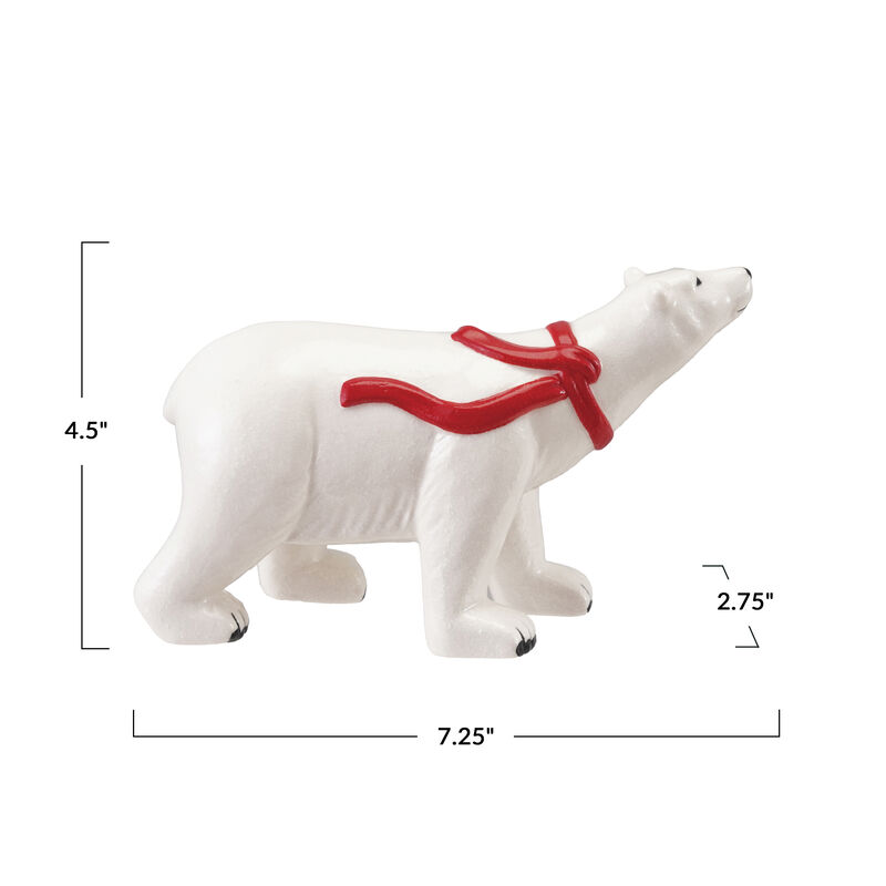 Stoneware Polar Bear Figurine with Red Scarf image number 1