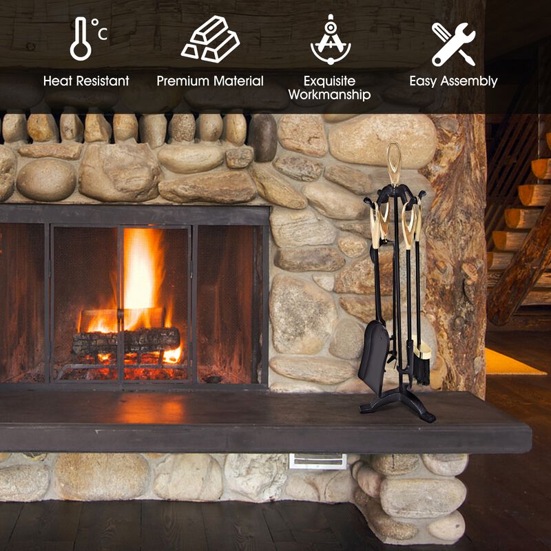 Iron Fireplace Tools Set 5 Piece for Modern or Classic Hearths image number 2