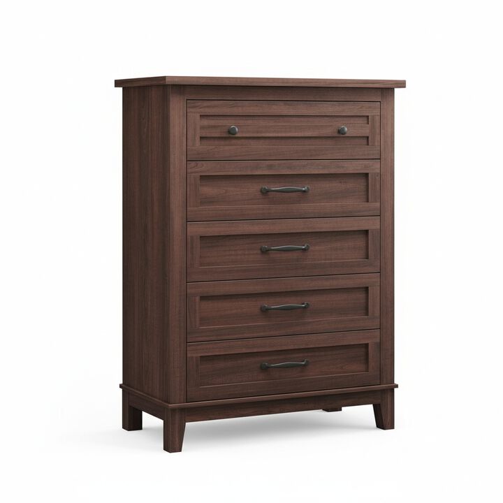 5-Drawer Tall Vertical Dresser, 41.3" Freestanding Wooden Storage Chest for Bedroom, Living Room & Entryway