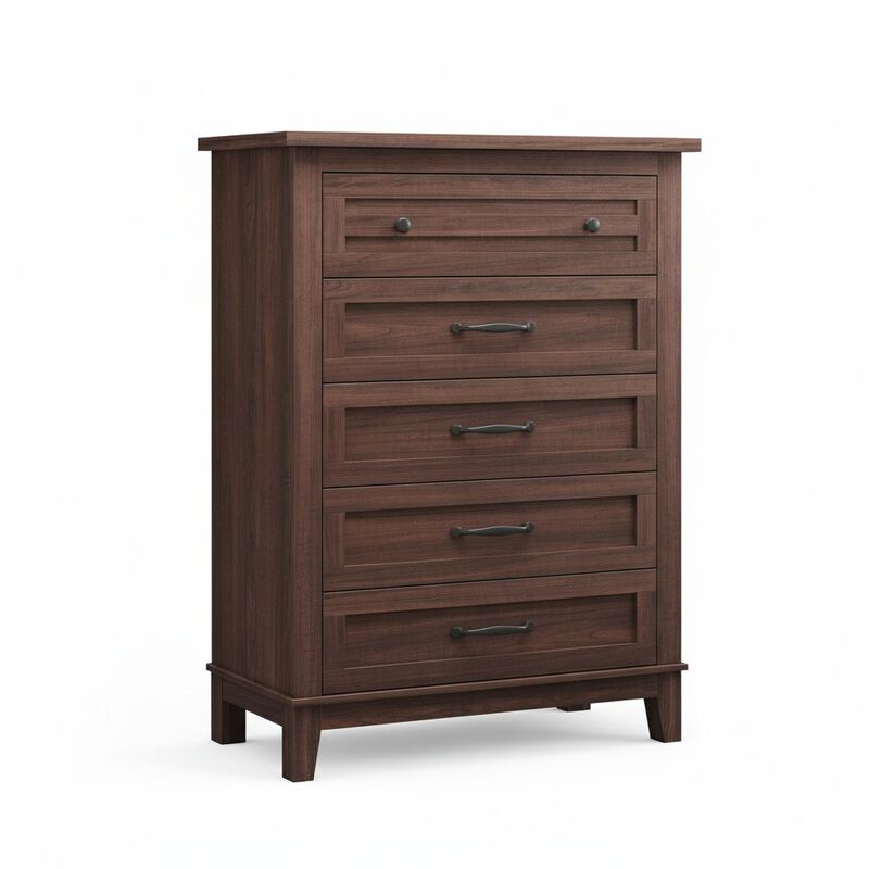 5-Drawer Tall Vertical Dresser, 41.3" Freestanding Wooden Storage Chest for Bedroom, Living Room & Entryway image number 0