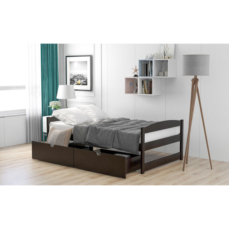 Twin Size Platform Bed, with Two Drawers