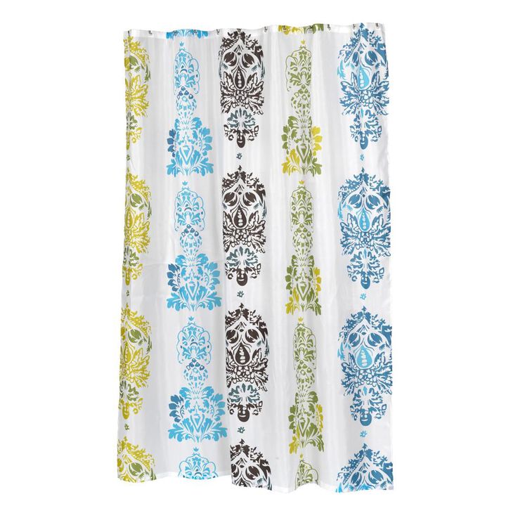 Carnation Home Fashions Extra Long "Olivia" Fabric Shower Curtain - Multi 70x84"