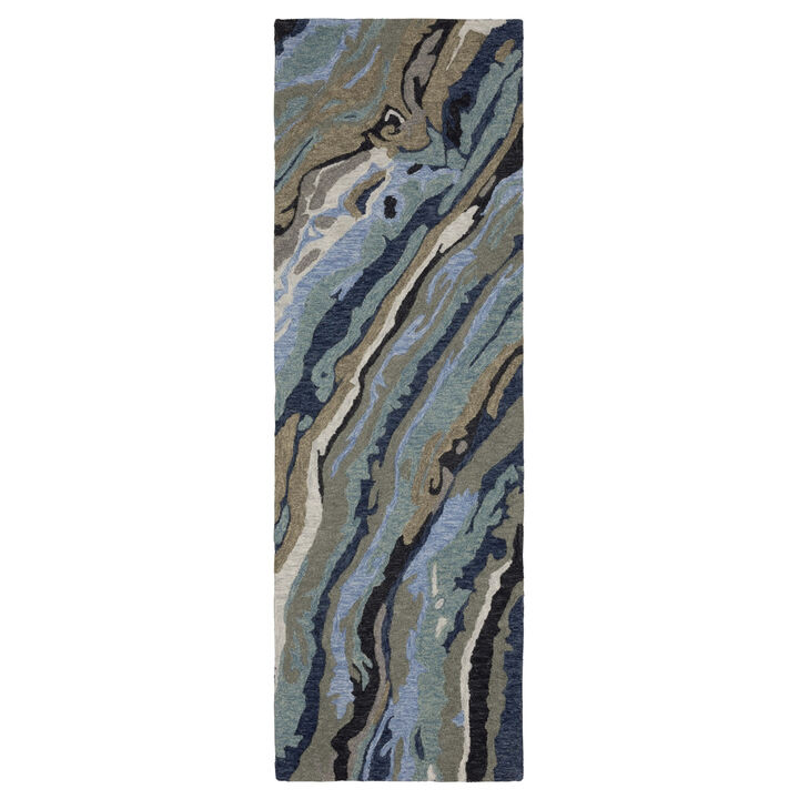 HomeRoots Wool Abstract Hand Tufted Runner Rug