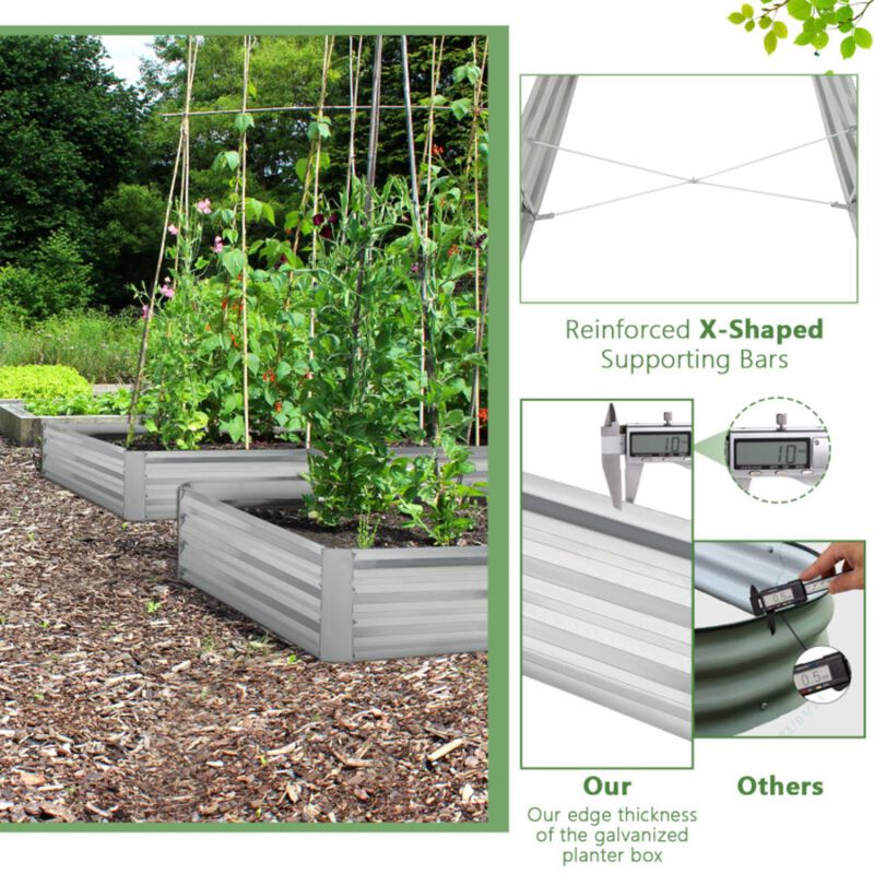 Hivvago Metal Galvanized Raised Garden Bed with Open-Ended Base-8 x 4 ft