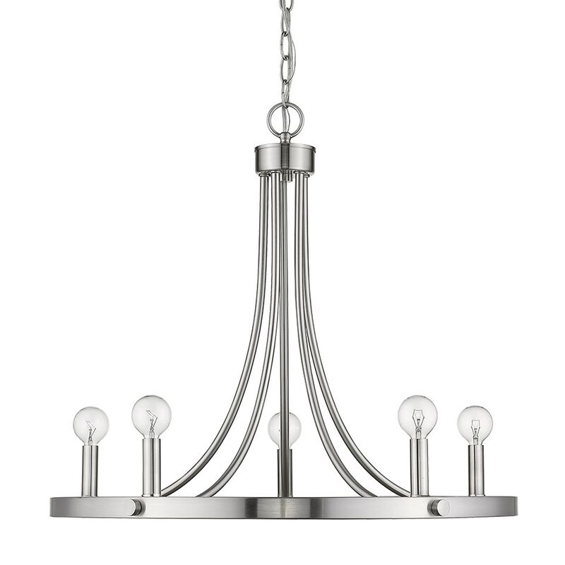 Hivvago Silver Candle Style Five Light Metal Dimmable Chandelier