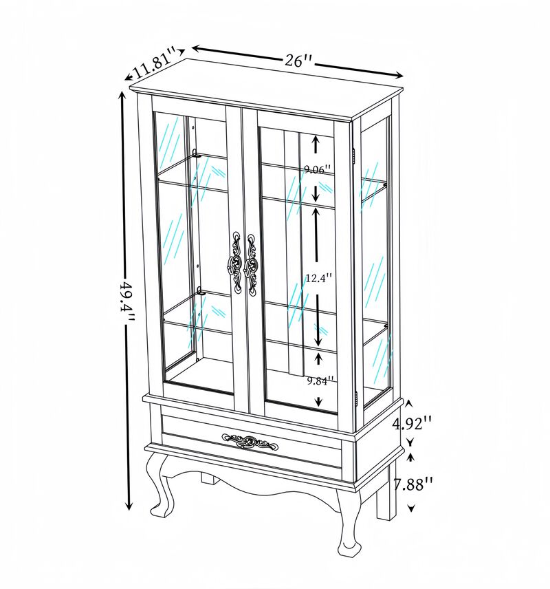 Cistu Lighted Glass Curio Display Cabinet image number 9