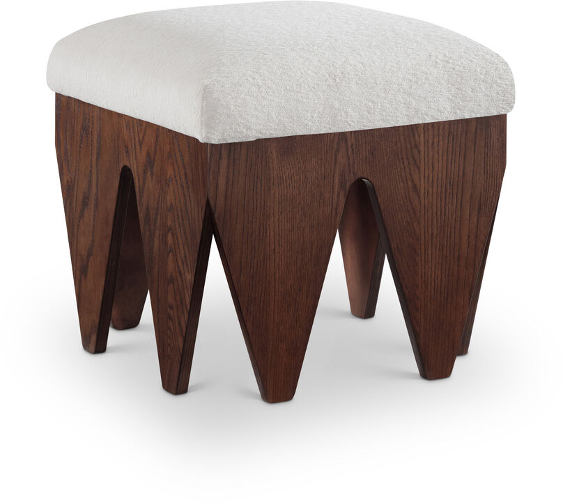 Meridian Furniture Altair Cream Velour Fur Fabric Bench