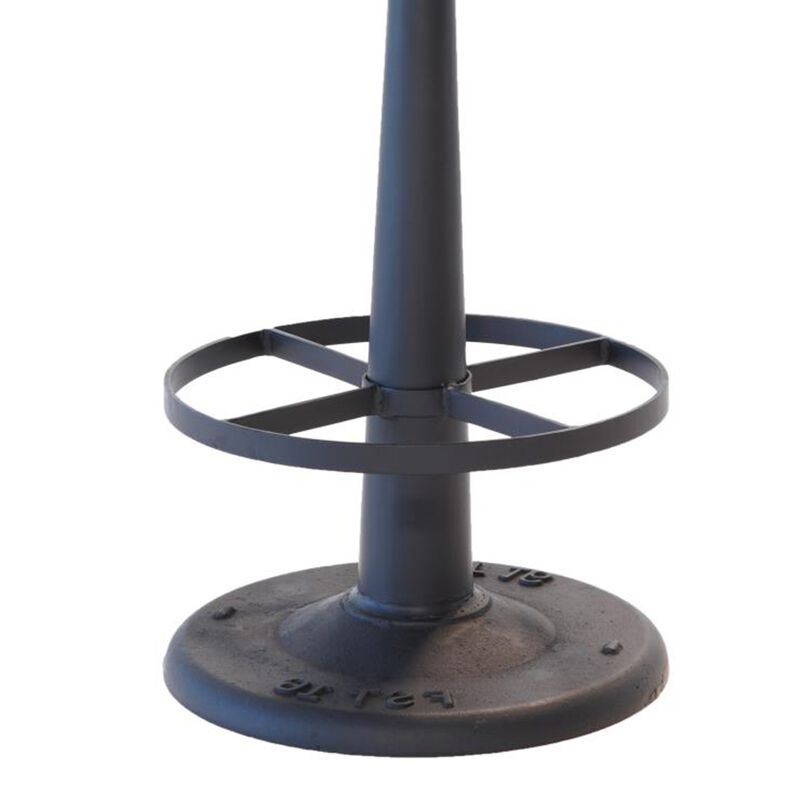 Counter Stool, Brown Goat Leather, Round Footrest, Black Iron Pedestal