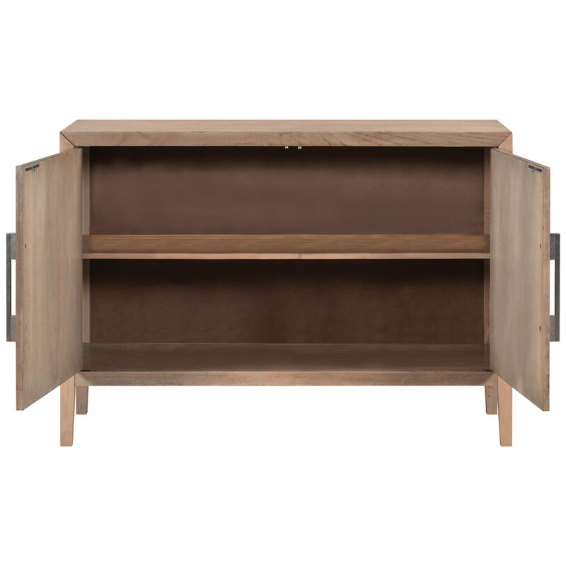 Storage Cabinet Sideboard Wooden Cabinet with 2 Metal handles and 2 Doors for Hallway, Entryway, Living Room, Bedroom