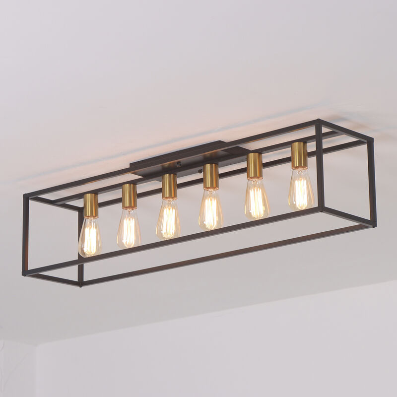 6 Lights Farmhouse Flush Mount Light for Low Ceiling Kitchen Island Style image number 3