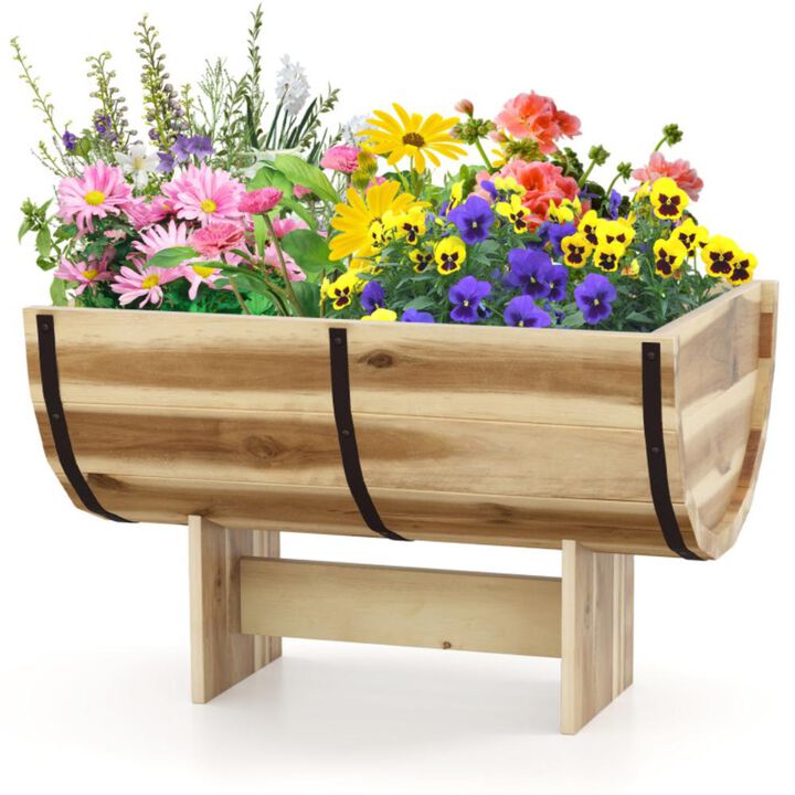 Hivvago Outdoor Wooden Planter with Legs for Flower Herb Vegetable Fruit