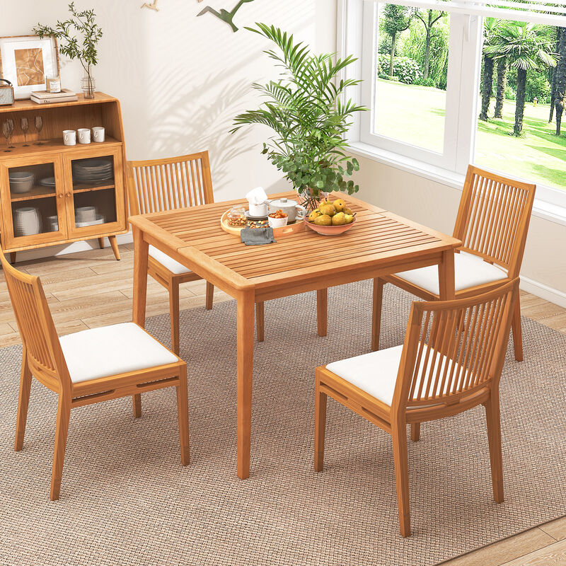 Square Bistro Dining Table with Umbrella Hole for Outdoor