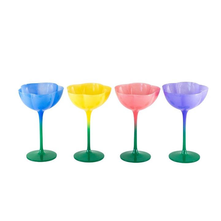 Jeanne Fitz Ombre Flower Coupes, Assorted Colors, Set of 4