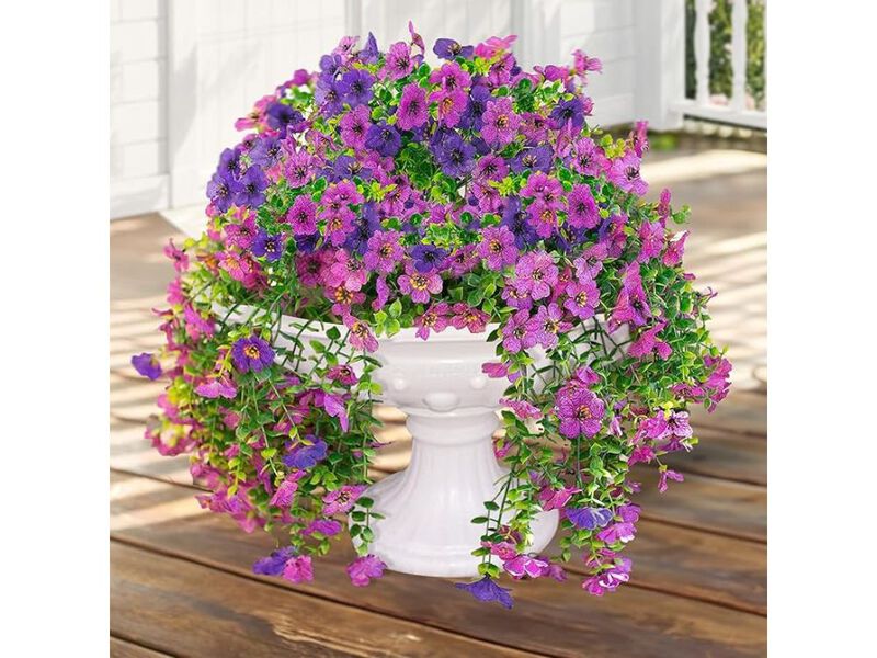2 Piece Artificial Hanging Eucalyptus Flowers UV Resistant Outdoor Garden Porch image number 0
