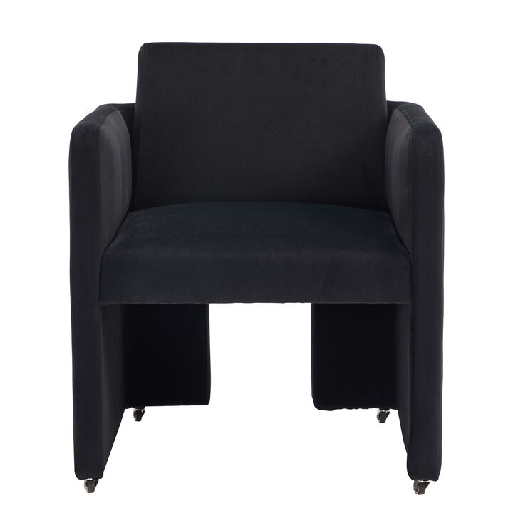 GOODSILO Modern Barrel Upholstered Dining Armchair Comfy Linen Fabric Accent Chair for Living Room, Home Office Reception Use