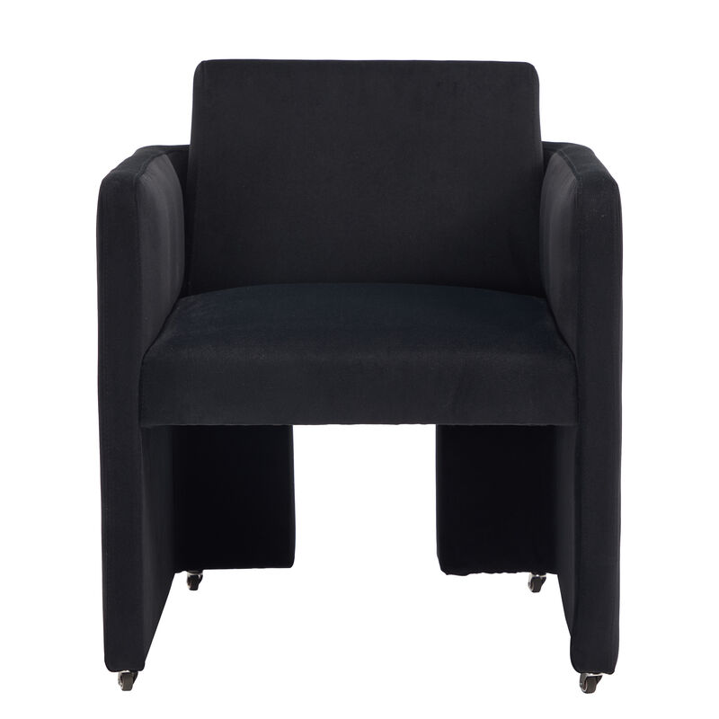 GOODSILO Modern Barrel Upholstered Dining Armchair Comfy Linen Fabric Accent Chair for Living Room, Home Office Reception Use image number 0