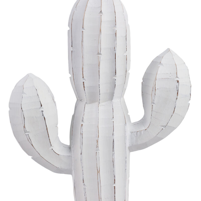18" Wooden Cactus Decor, Wht image number 4