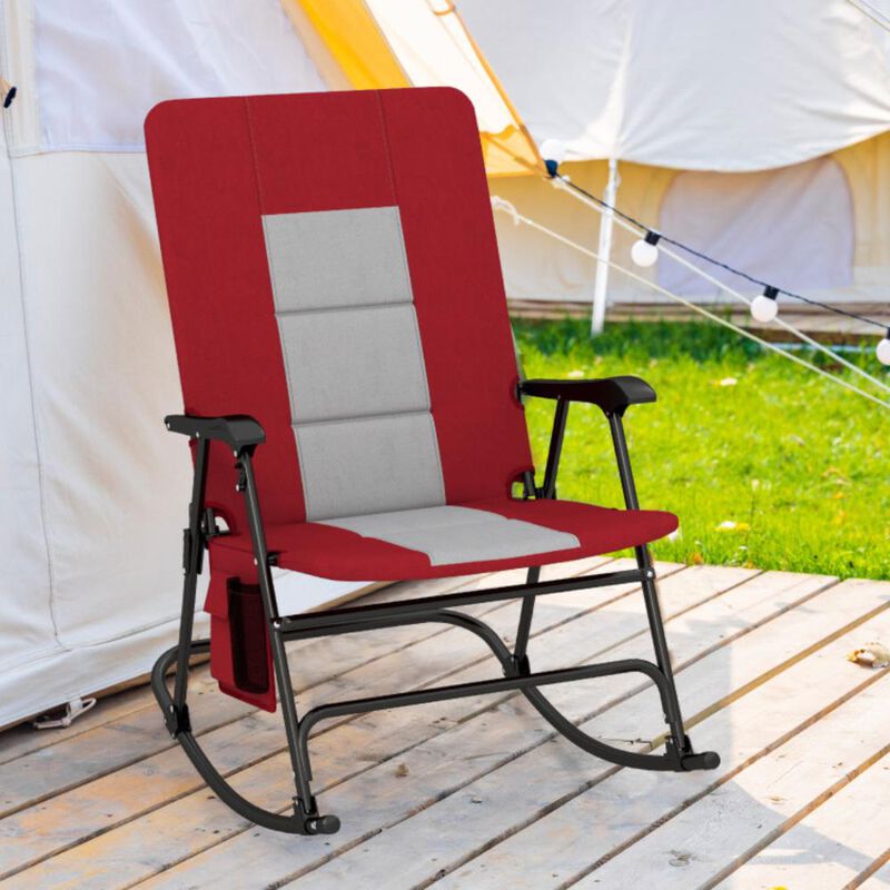 Hivvago Foldable Rocking Padded Portable Camping Chair with Backrest and Side pocket