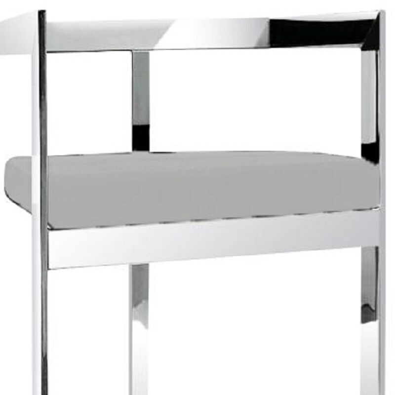 Hivvago 26 Inch Gray and Silver Velvet and Stainless Steel Low Back Counter Height Bar Chair