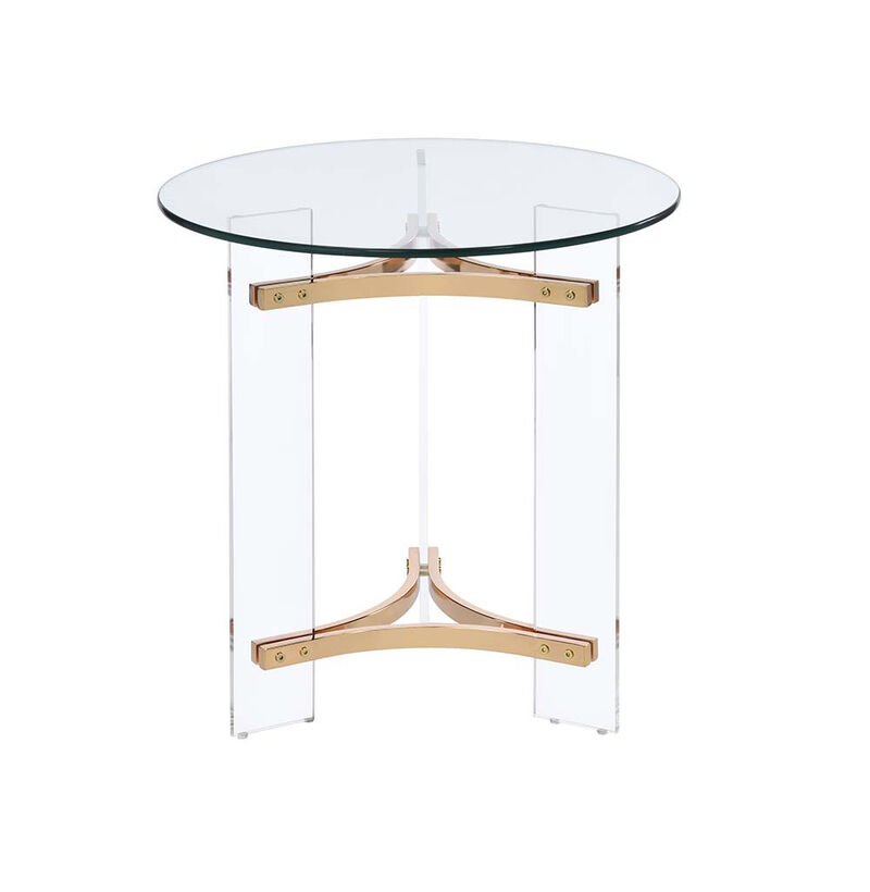 Compact Round Side Table with Clear Glass Surface and Durable Metal Base