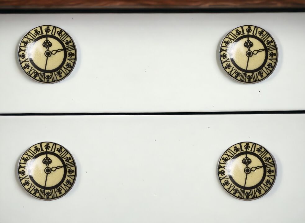 HomeRoots Set of Eight Black And Off White Ceramic And Metal Drawer Pull Knobs