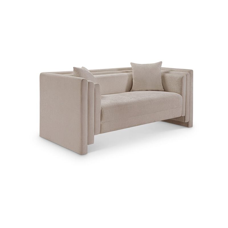 Meridian Furniture Everett Beige Chenille Fabric Loveseat