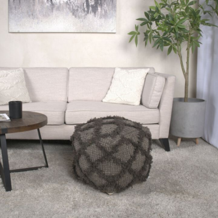 GOODSILO Handcrafted Wool and Cotton Pouf for Stylish Indoor Seating and Ottoman Use
