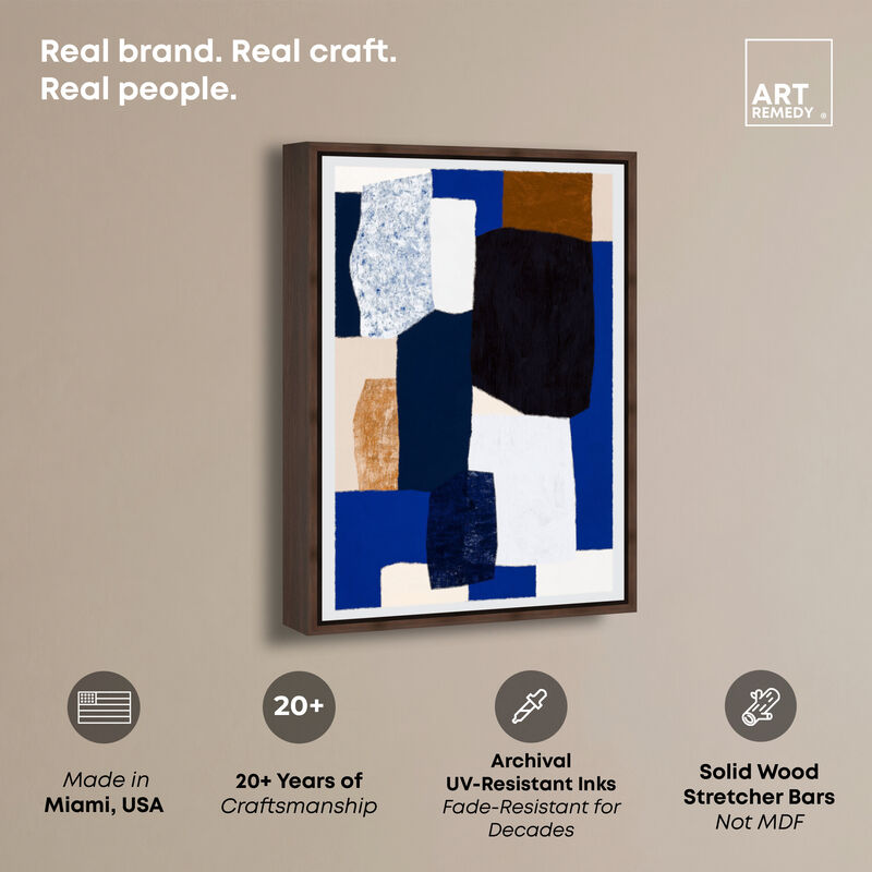 Deep Navy Abstract Canvas Print by Art Remedy image number 2