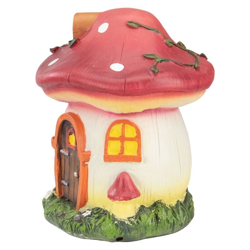 6.25" Red Mushroom House Outdoor Garden Statue image number 3