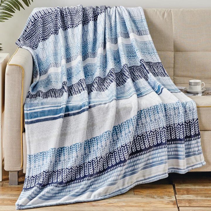 Anissa Micro Plush Decorative All Season Throw Blanket 50" x 70" Blue by Plazatex