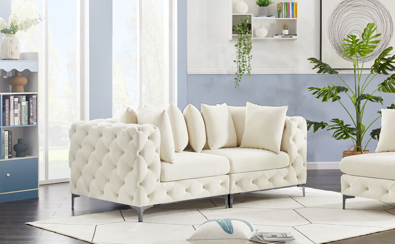 Meridian Furniture Tremblay Cream Velvet Modular Sofa image number 3