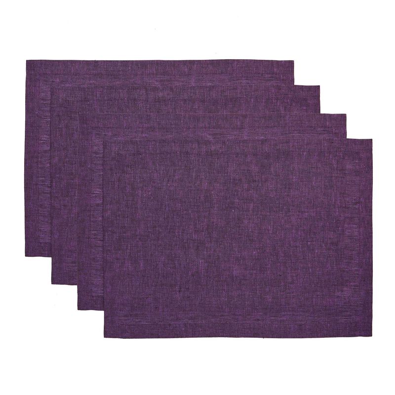 Solino Home Athena 100% Linen Placemats &ndash; Set of 4, 14 x 19 in, Machine Washable, Holiday and Everyday Dining