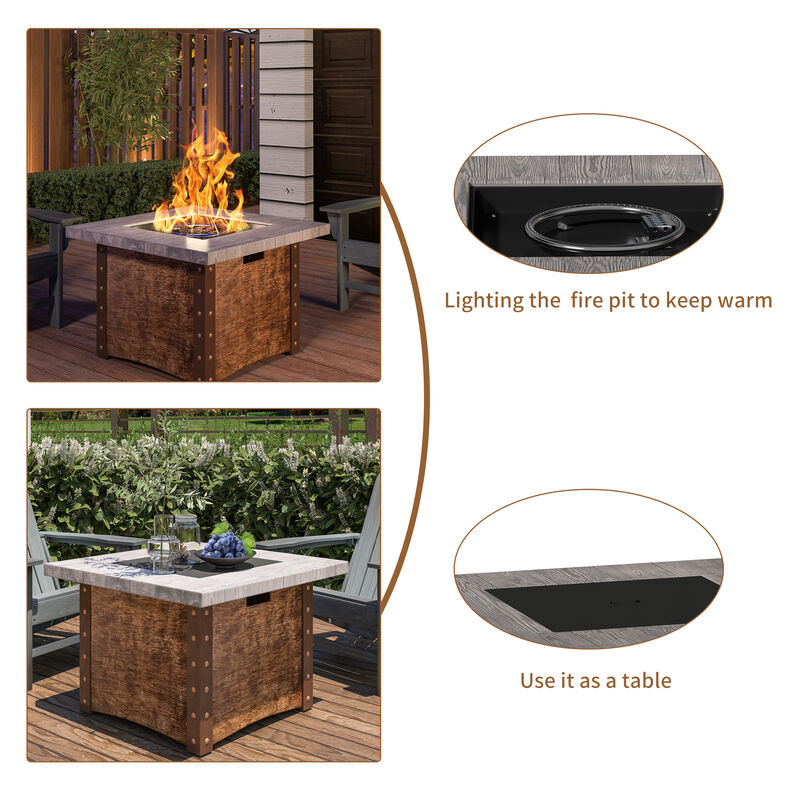 34.5 inch  Propane Fire Pit Table with 50000 BTU Auto-Ignition Propane Gas Firepit with Waterproof Cover