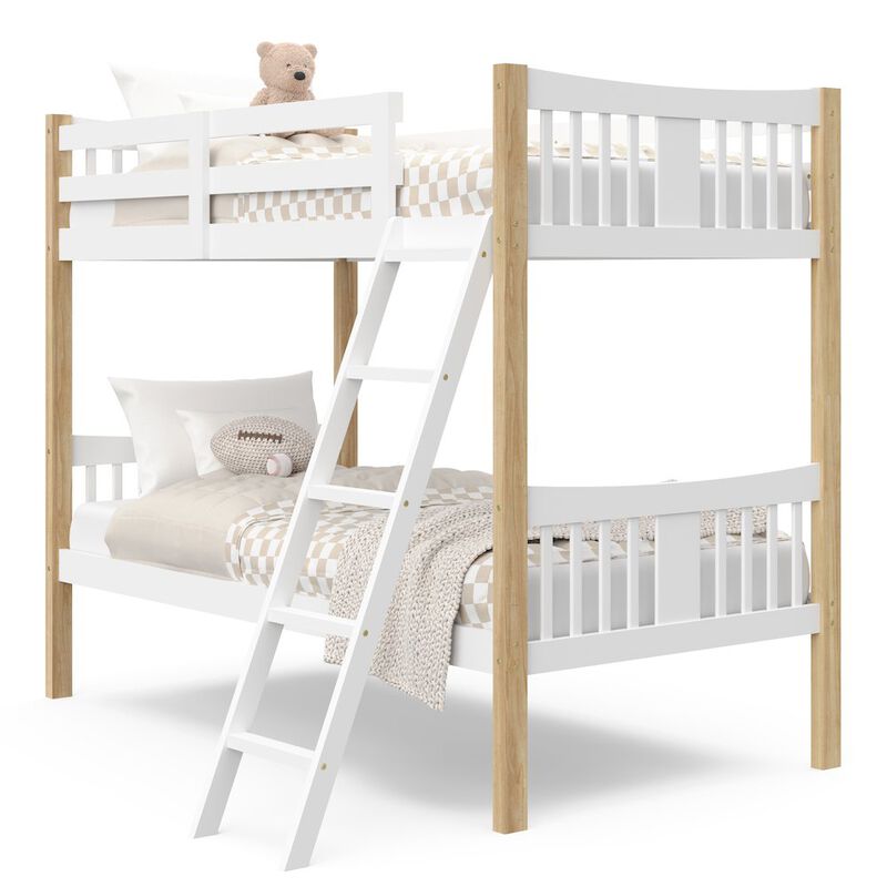 Storkcraft Caribou Twin-over-Twin Bunk Bed (White with Natural)