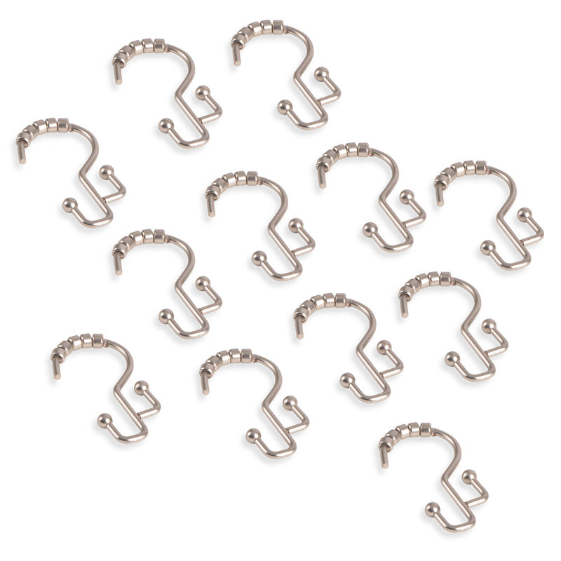 12-Piece Resistant Stepped Metal Double Shower Curtain Hooks image number 2
