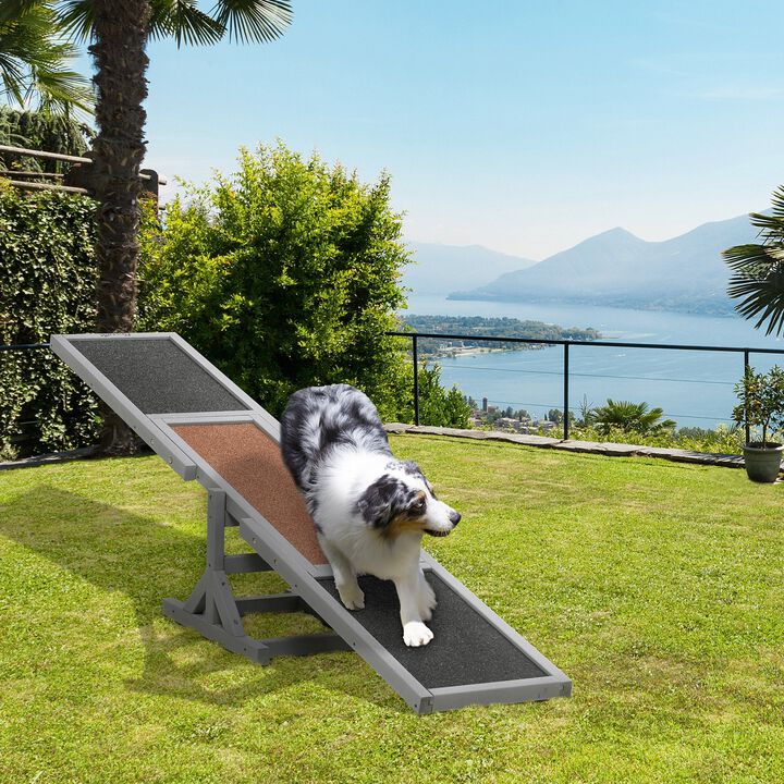 Wooden Dog Agility Seesaw for Training and Exercise, Gray