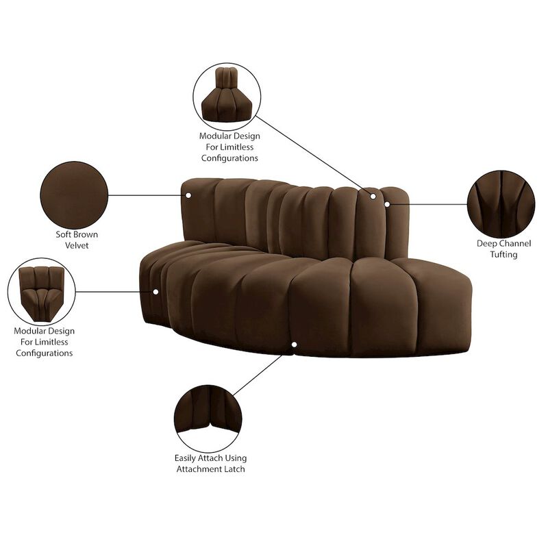 Meridian Furniture Arc Brown Velvet Modular Sofa