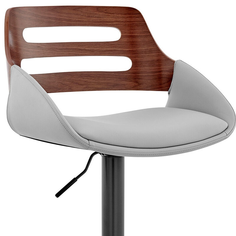 Hivvago 25 Inch Gray And Black Iron Swivel Low Back Adjustable Height Bar Chair