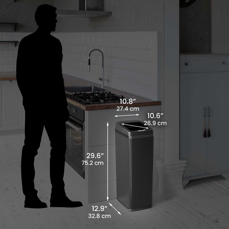 iTouchless 14 Gallon Black Sliding Lid Sensor Trash Can