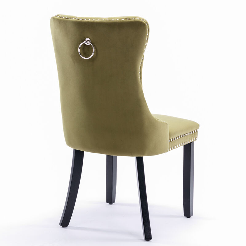 Streamdale Contemporary Velvet Dining Chairs, Olive-Green (2-PCS) image number 6