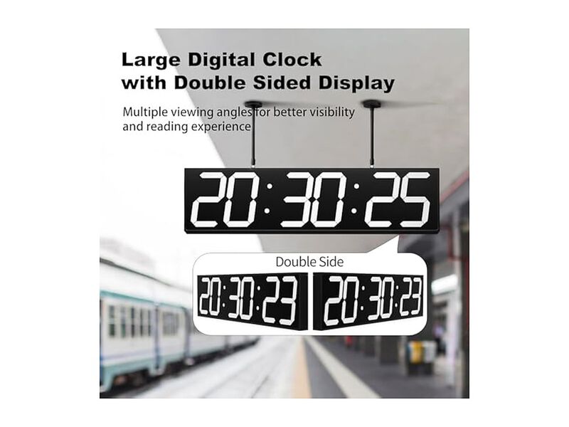 Double Sided Digital Multifunctional LED Wall Clock White Home Decor image number 2
