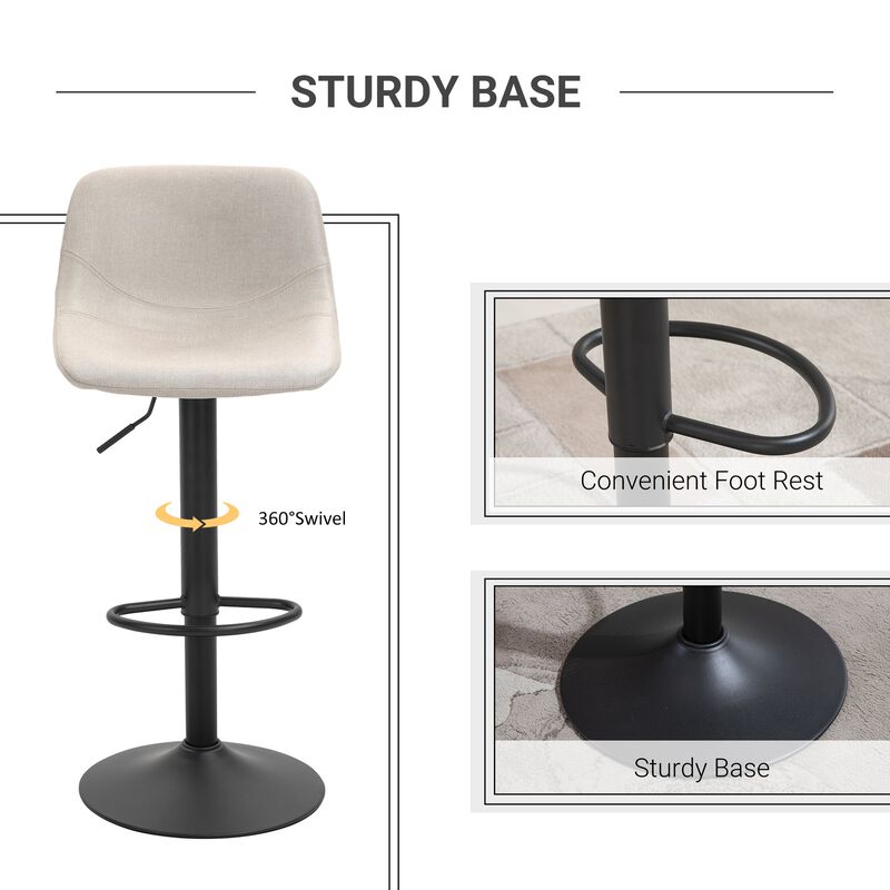 Cream White Bar Seats: Set of 2 Adjustable Swivel Padded Bar Stools