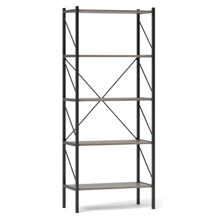Hivvago 5-Tier Bookshelf with Open Shelves and Heavy Duty Metal Frame