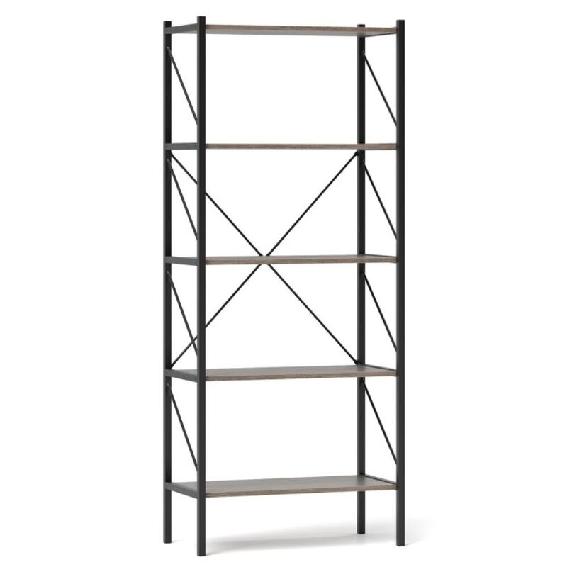 Hivvago 5-Tier Bookshelf with Open Shelves and Heavy Duty Metal Frame