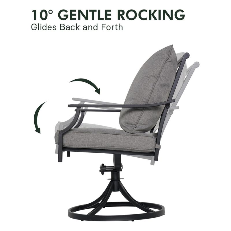 Mondawe Outdoor Lounge Chair,Rust Proof Steel Frame with Armrests And Upholstered 360 Swivel Chair image number 2