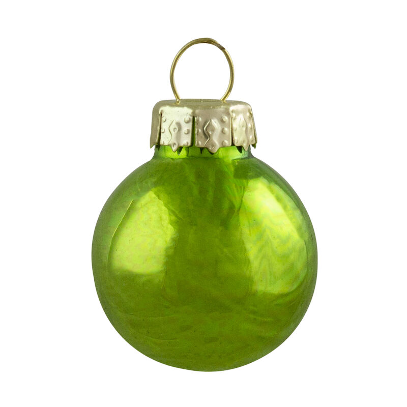 24ct Kiwi Green 2-Finish Glass Ball Christmas Ornaments 1" (25mm) image number 2